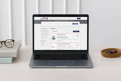 Laptop displaying job listings